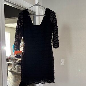 Guess Black Lace Long Sleeve Dress